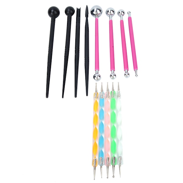 13 i 1 Dubbelsidig pricklera lera målningsindenterings pennor stylus verktyg set DIY (röd uppsättning)