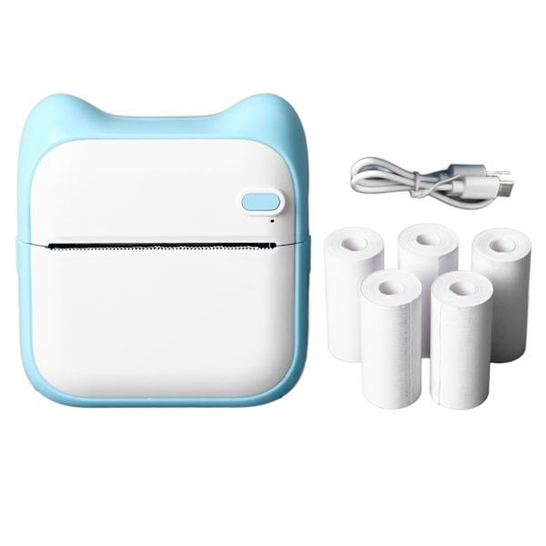 Bluetooth Mini Lommeprinter Blækfri Genopladelig Lomme Termisk Printer Trådløs Lomme Billedprinter med 5 Rullepapir