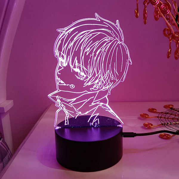 Jujutsu Kaisen Gojo 3D Illusion Natlampe Smart Touch, RGB Effekt USB Kabel Drevet Kreativ Japansk Anime 3D Lampe - Ideel Gave
