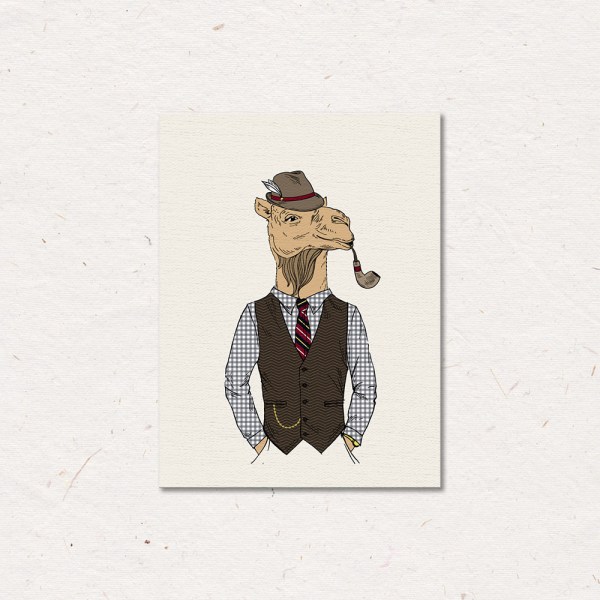 Animal Gentleman Väggkonst Canvas Tryck Affisch, Enkelt Mode Vattenfärg Konst Dra