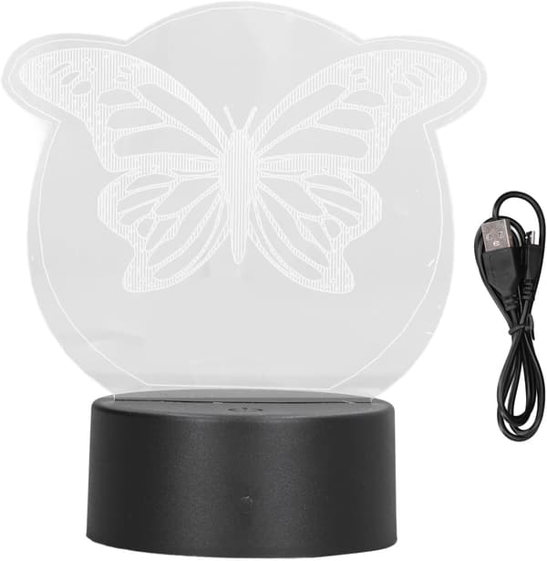 3D Nattlampe, 3D Levende Form Nattlys Lampe 7 Farger Batt