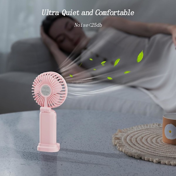 Bärbar Fläkt, 4200mAh Batteridriven Fläkt, 5 Hastigheter & Digital Display, 180° Vikbar Sminkfläkt för Kvinnor med Bas, Handhållen/Hals/De