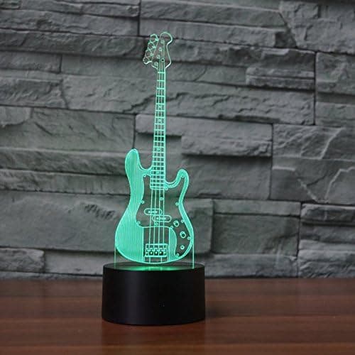3D Basguitar Natlampe Bord Skrivebord Optisk Illusion Lamper