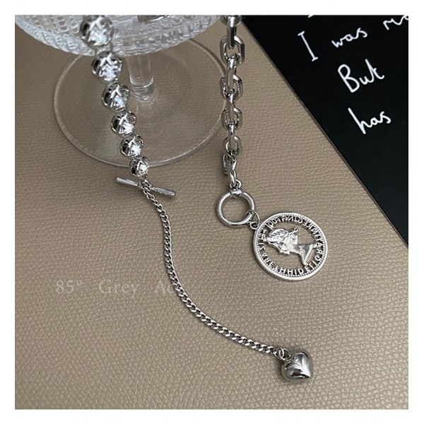 Silver Coin Pendant  Chain Necklace - Äkta och elegant minnessak smycken för kvinnor