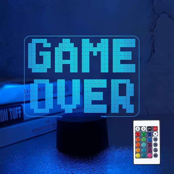 Pixel Game Over LED 8-bittinen lamppu 3D-illuusiolamppu