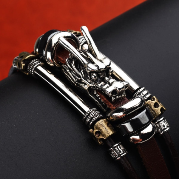 Herrar Vintage Läder Armband Rep Armband Bangle
