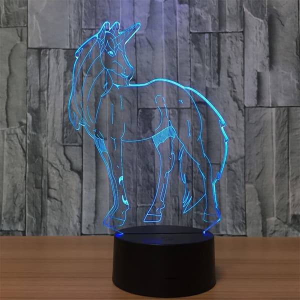 3D LED Vild Ulv Optisk Illusion Natlampe, 7 Farveskift