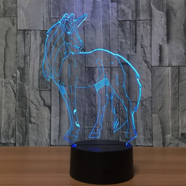 3D LED Vild Varg Optisk Illusion Nattlampa, 7 Färgförändring