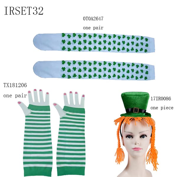 Dekorationer för St. Patrick's Day-kostym, irländsk grön hatt, klöver