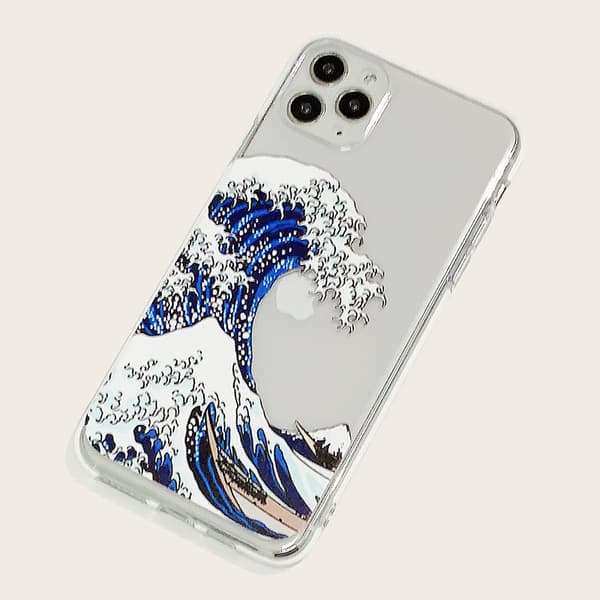 Kompatibelt deksel for iPhone 13 Pro Max, Klar Tokyo Wave Patt