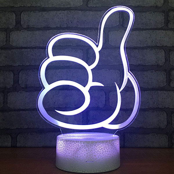 Tommelfinger 3D LED Optisk Illusion Natlampe med Smart Touch &
