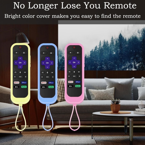 3-pack Roku-fjärrkontrollfodral passar för Onn Roku | TCL Hisense Roku Silikon skyddande kontrollhylsa Universal för Roku Express 4K+, Roku Remote Co C
