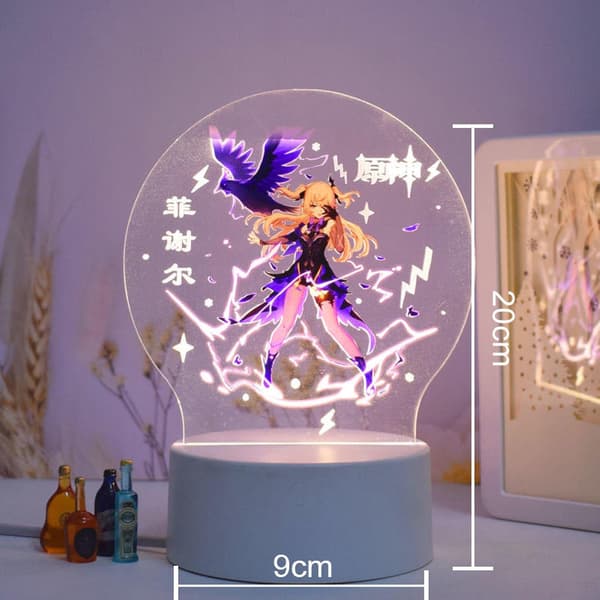 Genshin Impact Barbara 3D LED Akryl Natlamper 7 Farver