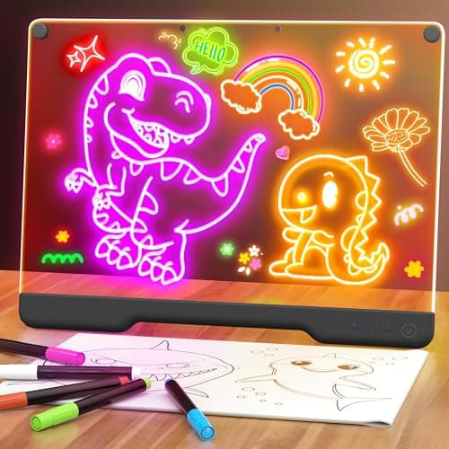 Oppladbart LED-tegnebrett, 7-lysmodus glødende doodle-pute for barn og tenåringer kunstskisselek