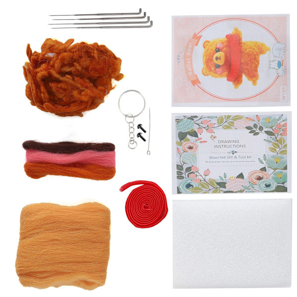 Nålfiltningskit Ull Kemisk Fiber DIY Djur Handgjord Leksak Konst Hantverk för Nybörjare(184# Balettbjörn )