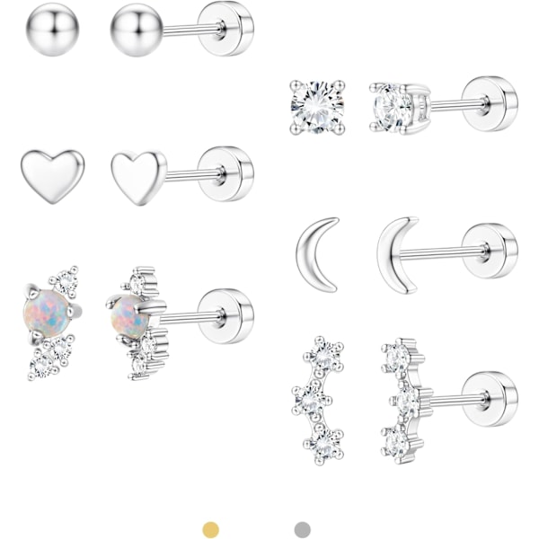 Fina Hypoallergena Platt Baksida Örhängen för Kvinnor Trendiga | 14K Guldpläterade Brosk Örhängen Helix Conch Tragus Piercing Smycke Silver