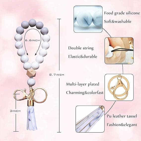 Silikon nyckelring armband handledsrem nyckelring unika pärlor B Marble