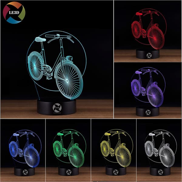 3D Optisk Illusjon Nattlys - 7 LED Fargeskiftende Lampe