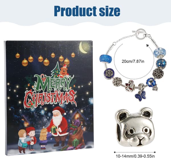 24 stk. Julekalender, DIY Julearmbåndssæt 24 Dages Nedtælling Charm Smykker Blind Box Julepynt til børn