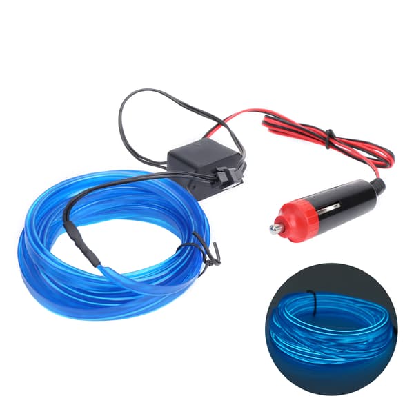 3 Meter Bil Interiør Belysning Auto LED Strip Cigarettænder Kørsel Tråd Rør Neon Lyseblå
