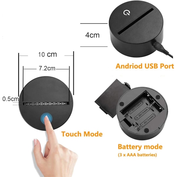 Panda 3D LED-valot Illuusiovalot Lapsille Optinen Illuusio 7 Väriä Vaihtuva 3D-valo Lapsen Makuuhuoneeseen Hologrammit Tunnelma Lamppu 3D Illuusio