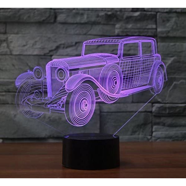 3D-bil nattlampa optisk illusion nattlampa 7 färger