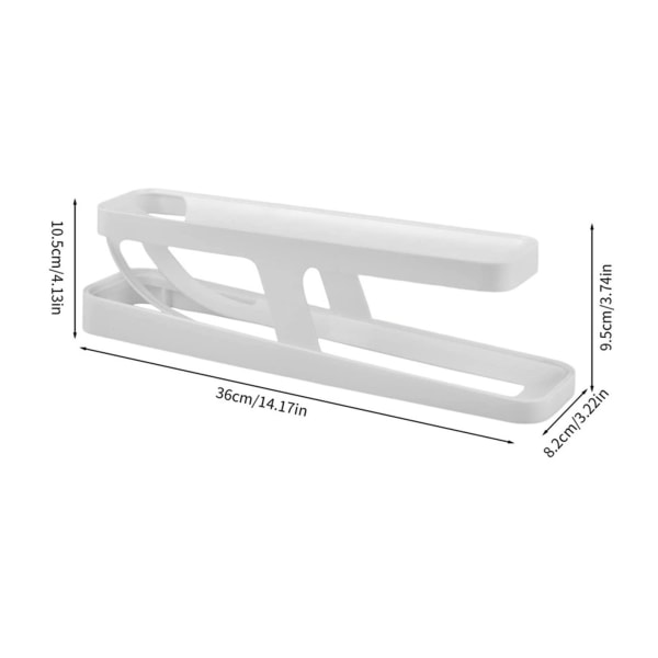 Rullende eggdispenser 2 etasjer rommer 14 egg Automatisk rullende eggbeholder for kjøleskap Hvit