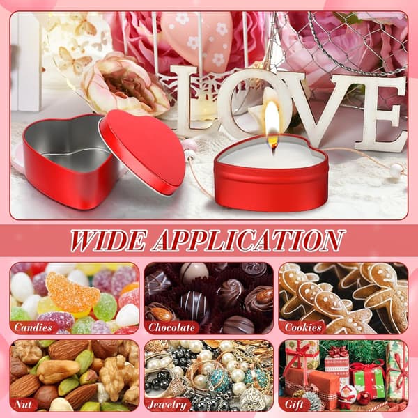 Hjerteformet Duftlys Tin Sæt: 6 stk. Romantiske Sojavokslys til Valentinsdag Bryllupsgaver (Rose Duft) 6 Pcs