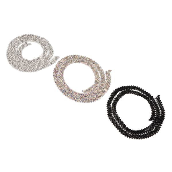 3 meter 5 rader strass trim glittrande gnistrande vacker 3 färger strass kedja applikation för bröllopskläder