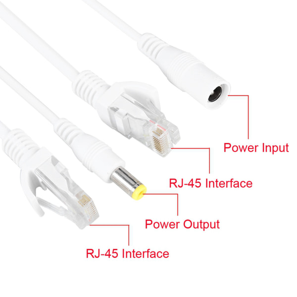 10 paria IP-kameran POE RJ45 -kaapeli Power Over Ethernet -sovitin Injektori Splitter DC 12 V