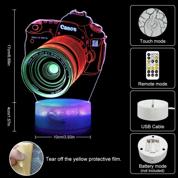 Kamera 3D nattljus, dynamiska RGB-färger som ändrar 3D-bild
