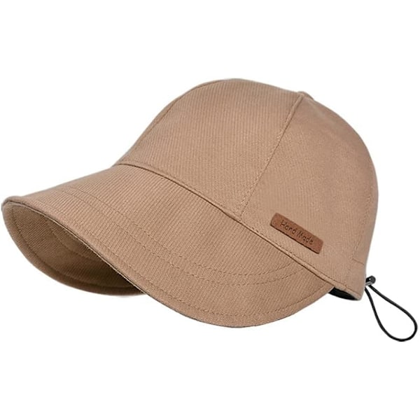 Dam bomulls keps för vår - Bomulls golf solhatt för vår sommar utomhus (Floppy brätte hopfällbar och packbar) Khaki