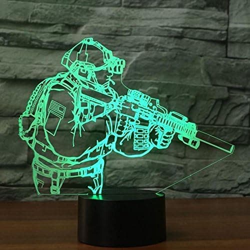 3D Nyhet Soldat Nattlys Fjernkontroll Strøm Berøring Ta