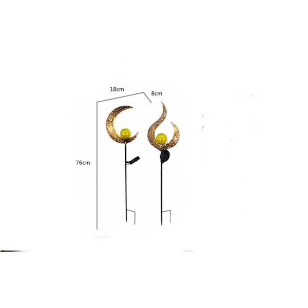 Solcellelamper Fe Moon Star Glas Globe Sti Stake Ligh