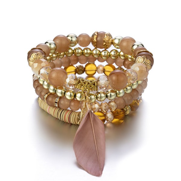 1PCS Bohemian Träpärlor Armband, Färgglada Kristallpärlor