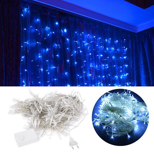 3 meter LED hängande gardin ljusslinga vita fe-lampor hemfönsterdekor