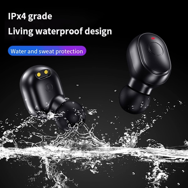 Ekte trådløse ørepropper, stereolyd med kraftig bass, Bluetooth-ørepropper med mikrofon, 35 timers spilletid USB C-ladeørepropper, Bluetooth-hodetelefoner for Black