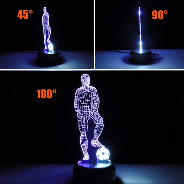 Fotballspiller Nattlys LED 3D Illusjon Fjernkontroll USB