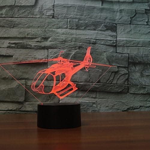 3D Helikopter Fly Natlampe Touch Switch 7 Farveskift