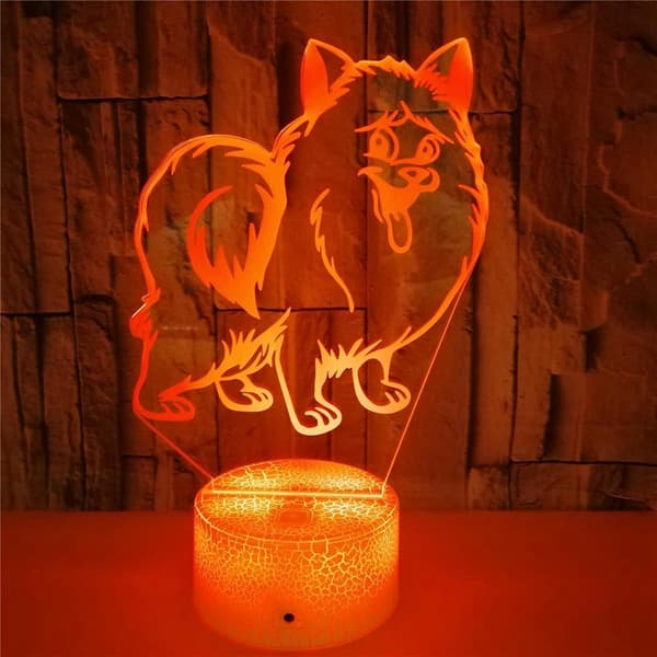 Animal Chow Chow Legetøj 3D Illusion Natlampe Smart Touch La