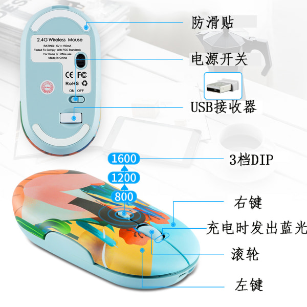 M350 Pebble trådlös mus, Bluetooth- eller USB-anslutning, tyst