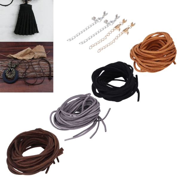 Handgjorda flätat rep 3 mm 4-färgad nylon konstläderrep för halsband och armband