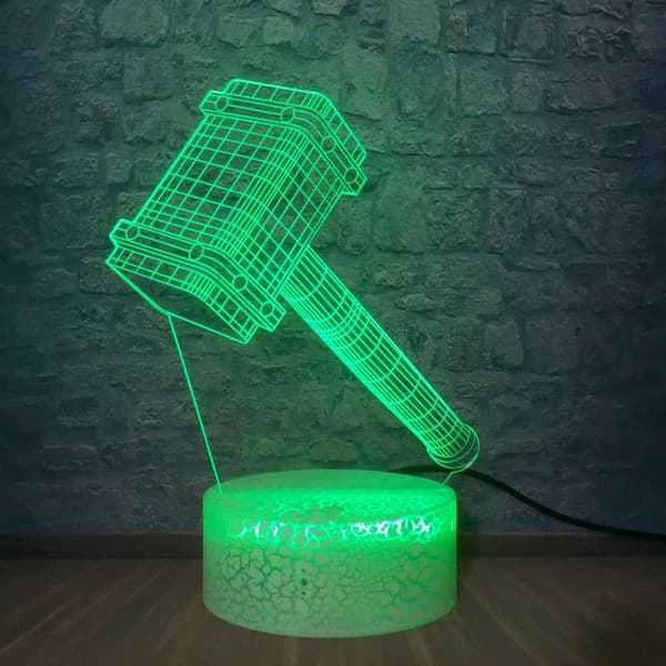 3D nattlampa, Thor Hammer 3D Illusion Lamp Heminredning Sovrum