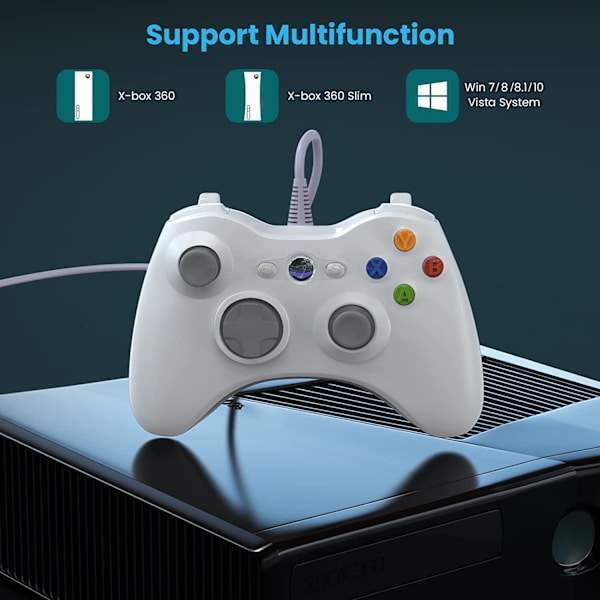 Kablet controller til Xbox 360, YAEYE Game Controller til 360 White