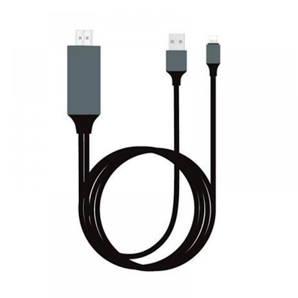 [Apple-certifierad] Lightning till HDMI-adapterkabel, 1080P Digital AV Sync Audio & Video-kontakter Sladd för TV/Projektor/Monitor-6,6ft (Svart)
