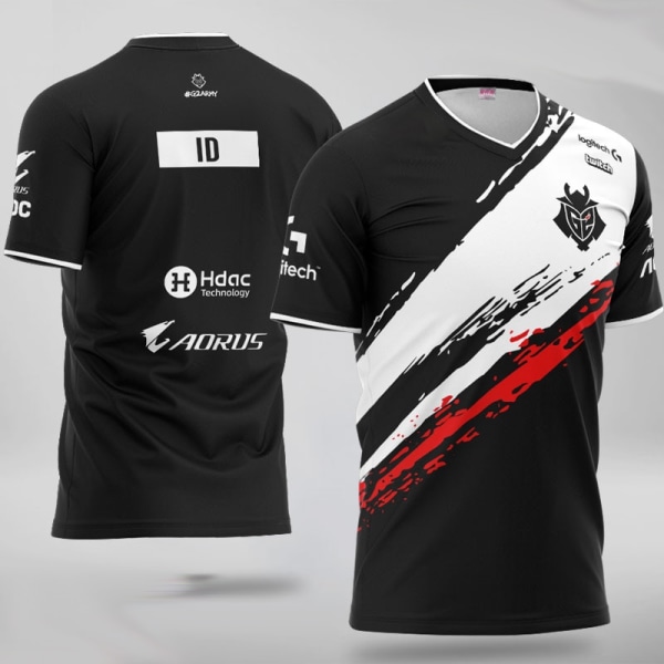 Ny LOL CSGO G2 ESPORTS Kortärmad T-shirt G2 Jersey Anpassningsbart Namn Högkvalitativa Esports Teamkläder Bekväma,Svart,110