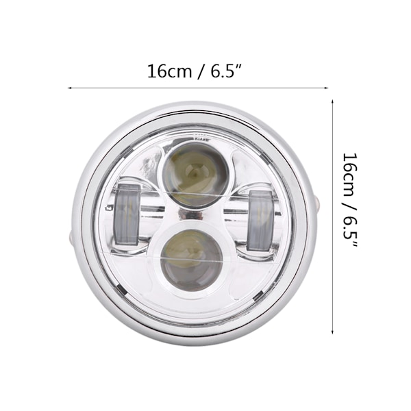 6,5 tuuman moottoripyörän 12V LED-lamppu etuvaloon, universaali, hopea
