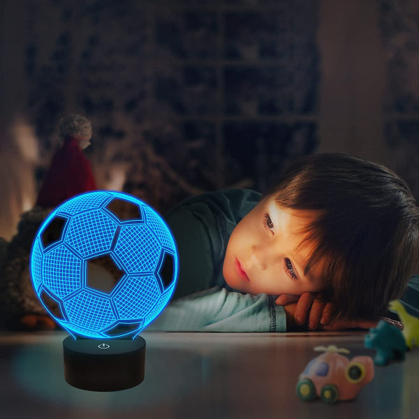 Barn nattlampa fotboll 3D optisk illusion lampa med fjärrkontroll