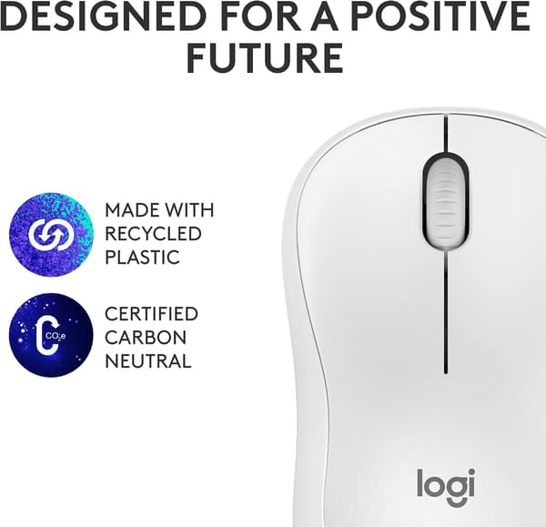 Logitech M221 Trådlös Bluetooth-mus, Kompakt, Smidig Spårning, 18 Månaders Batteritid för Windows, macOS, ChromeOS, Linux, Kompatibel med PC, Mac, Bärbara datorer White