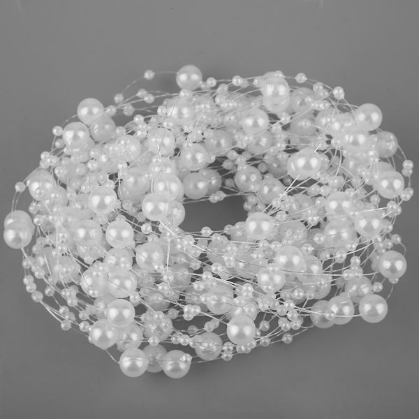 10M Fiskegarn Kunstige Perler Perlekjede DIY Bryllupsfest Dekorasjon White